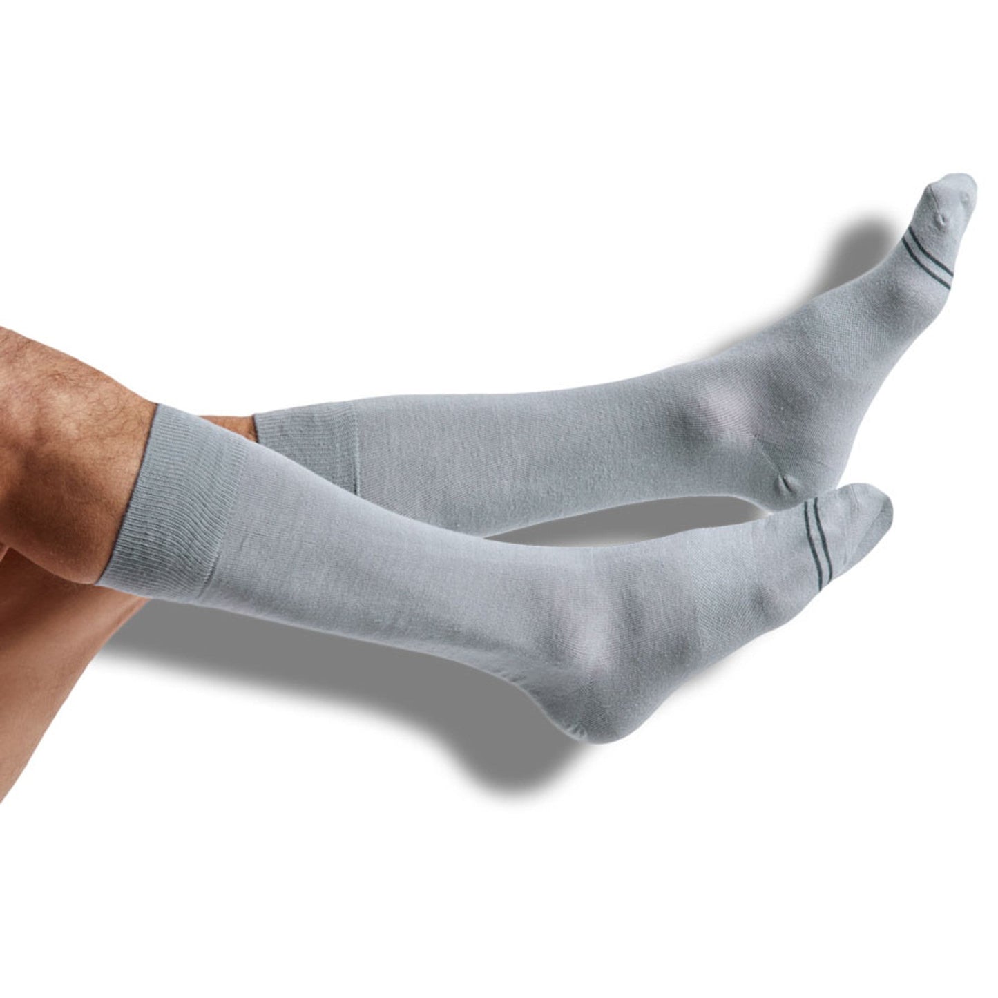 Core Dress Socks gray crew socks by DeadSoxy with dual dark stripes on cuff on Tampa Home & Garden Store