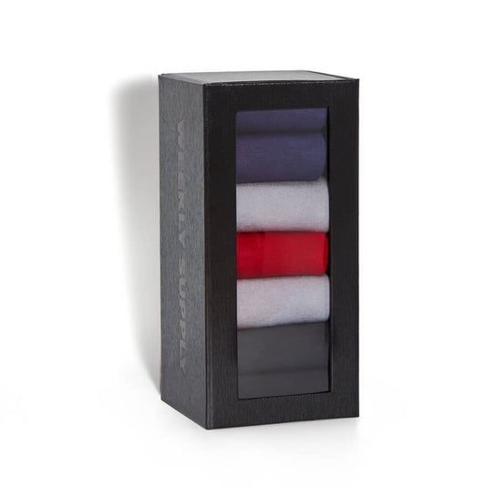 Weekly Sply 7-Pack Core Dress Socks DeadSoxy in black display with purple gray sock stack on Tampa Home & Garden Store