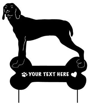 Weimaraner garden stake wall hanging with black dog silhouette and bone-shaped plaque with paw prints on Tampa Home & Garden Store