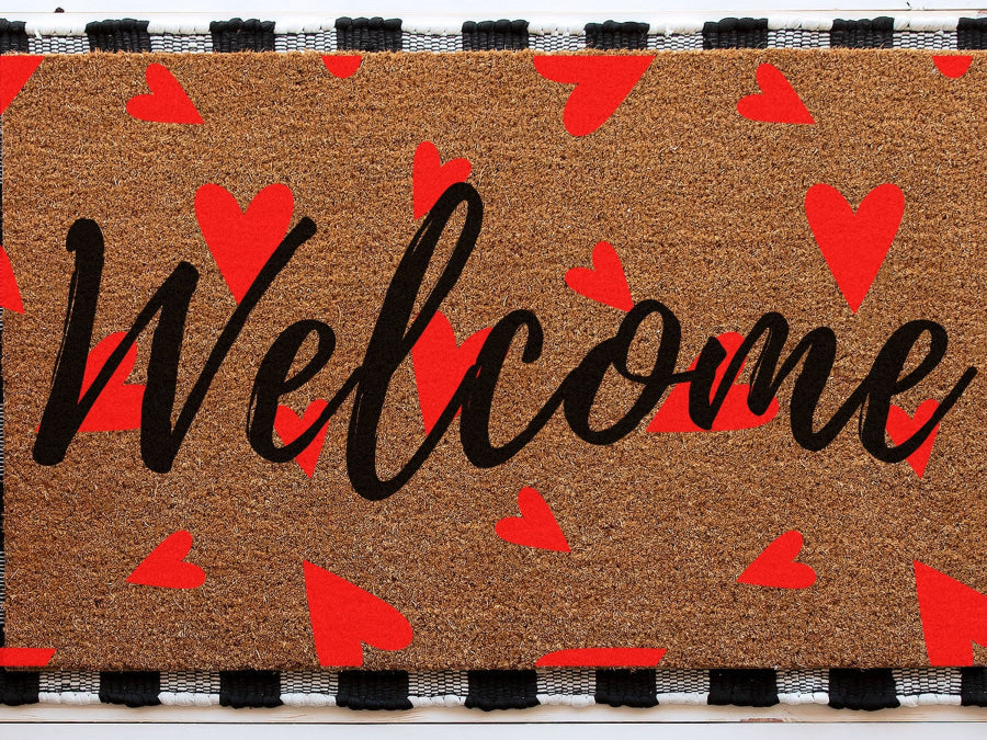Welcome Heart Doormat | Cute Valentine's Housewarming Gift | Custom Doormat Closing Gift | Welcome Doormat | Front Door Love Home Door Mat