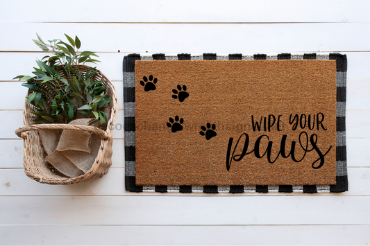 Welcome Home Mat, Dog Paw Doormat, Dog Doormat, Housewarming Gift, New Home Gift, Welcome Mat, Front Door Mat, Porch Decor, Outdoor Doormat, Wipe Your Paws- DECOE-CM-006