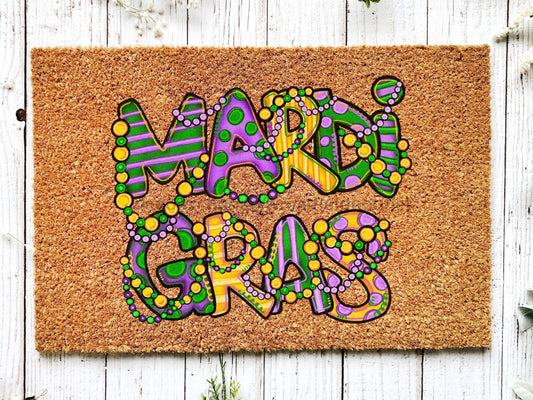 Welcome Mardi Gras Masks Doormat | Nola Housewarming Gift | Fat Tuesday | Doormat Closing Gift | Welcome Doormat | Front Door Home Door Mat
