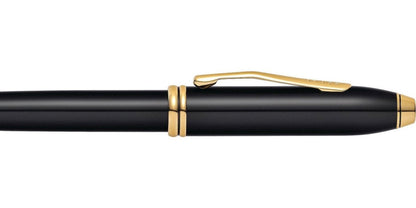 Townsend Classic Black Lacquer Rollerball Pen by A.T. Cross with gold-tone clip and bands on Tampa Home & Garden Store