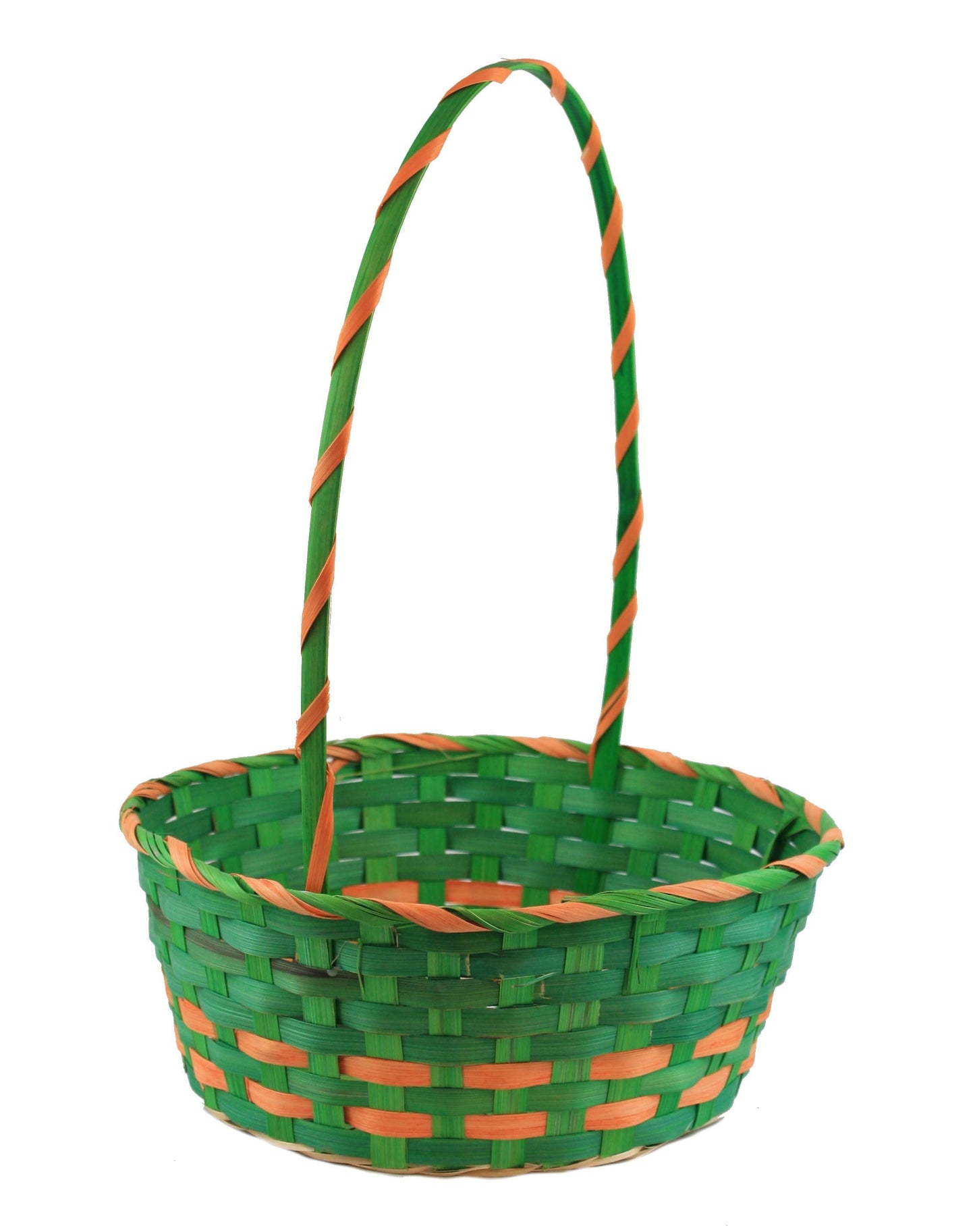 Large Bamboo Easter Basket with Wrapped Handle - Blue