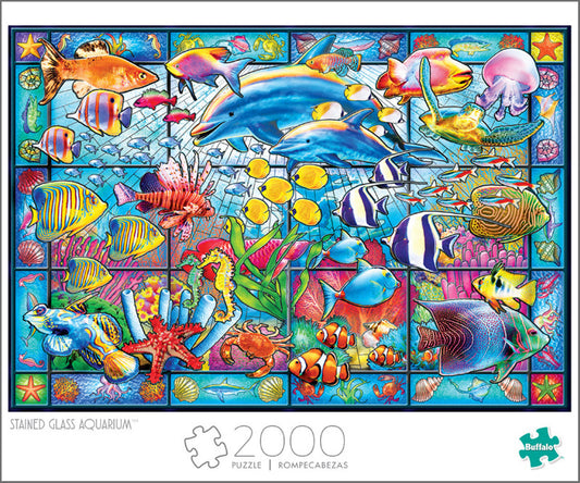 Stained Glass Aquarium 2000 Piece Puzzle - Tampa Home & Garden Store