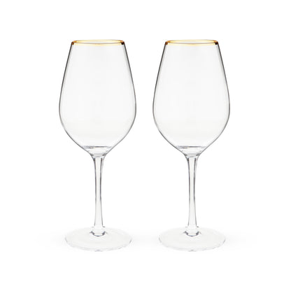 Dazzling Gilded Rim Wine Glasses and Pair