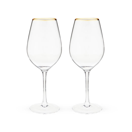 Dazzling Gilded Rim Wine Glasses and Pair