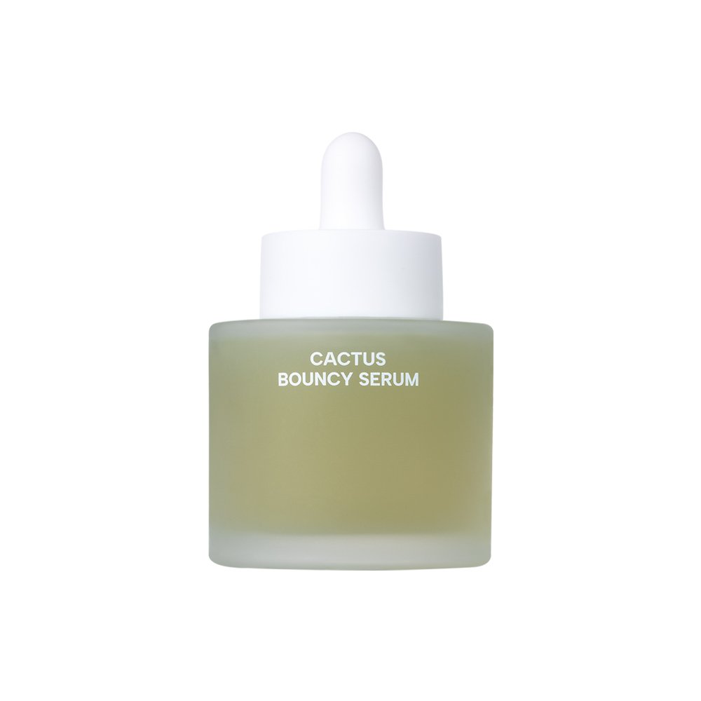Cactus Bouncy Serum bottle in green frosted glass with white dropper cap 52ml on Tampa Home & Garden Store