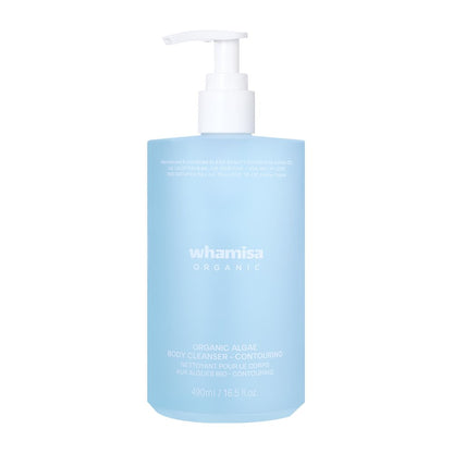 Whamisa Organic Algae Body Cleanser 490ml blue bottle with white pump on Tampa Home & Garden Store