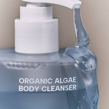 Organic algae body cleanser blue gel in white pump bottle 490ml on Tampa Home & Garden Store