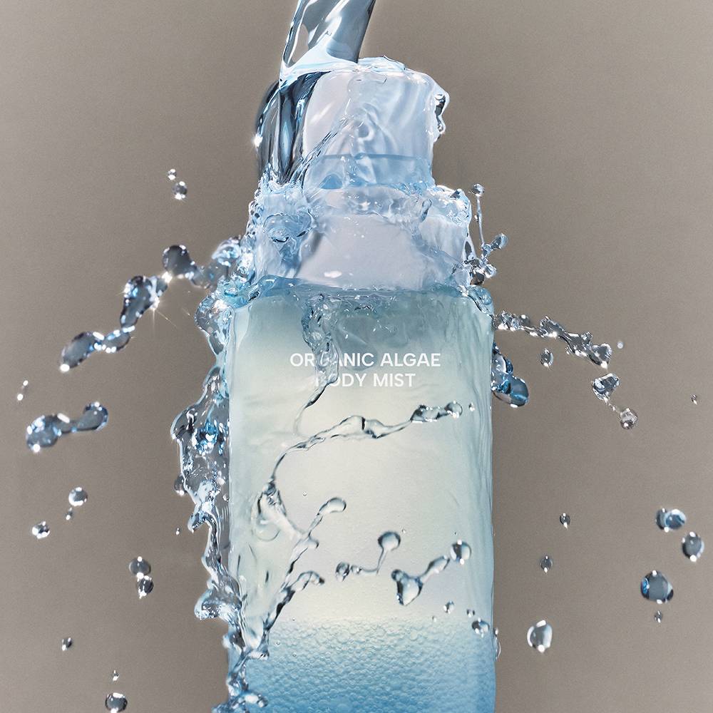 Whamisa Organic Algae Body Mist bottle, blue gradient liquid, 160ml Seoulia on Tampa Home & Garden Store