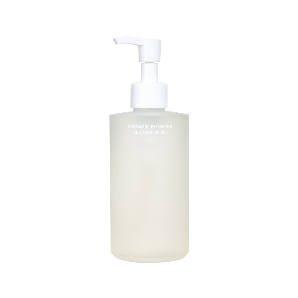 Whamisa Organic Flowers Cleansing Oil bottle with pump, frosted white, 260ml on Tampa Home & Garden Store