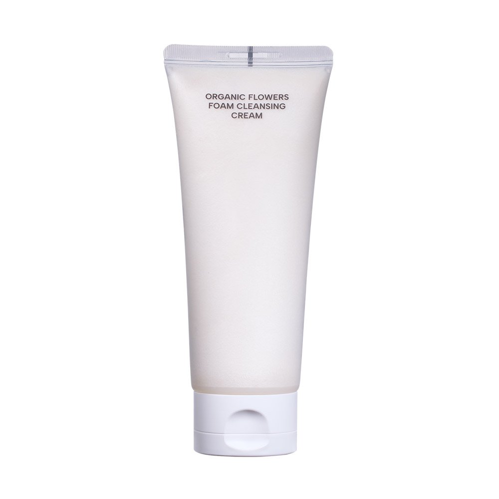 Whamisa Organic Flowers Foam Cleansing Cream 150ml tube with white cap on Tampa Home & Garden Store