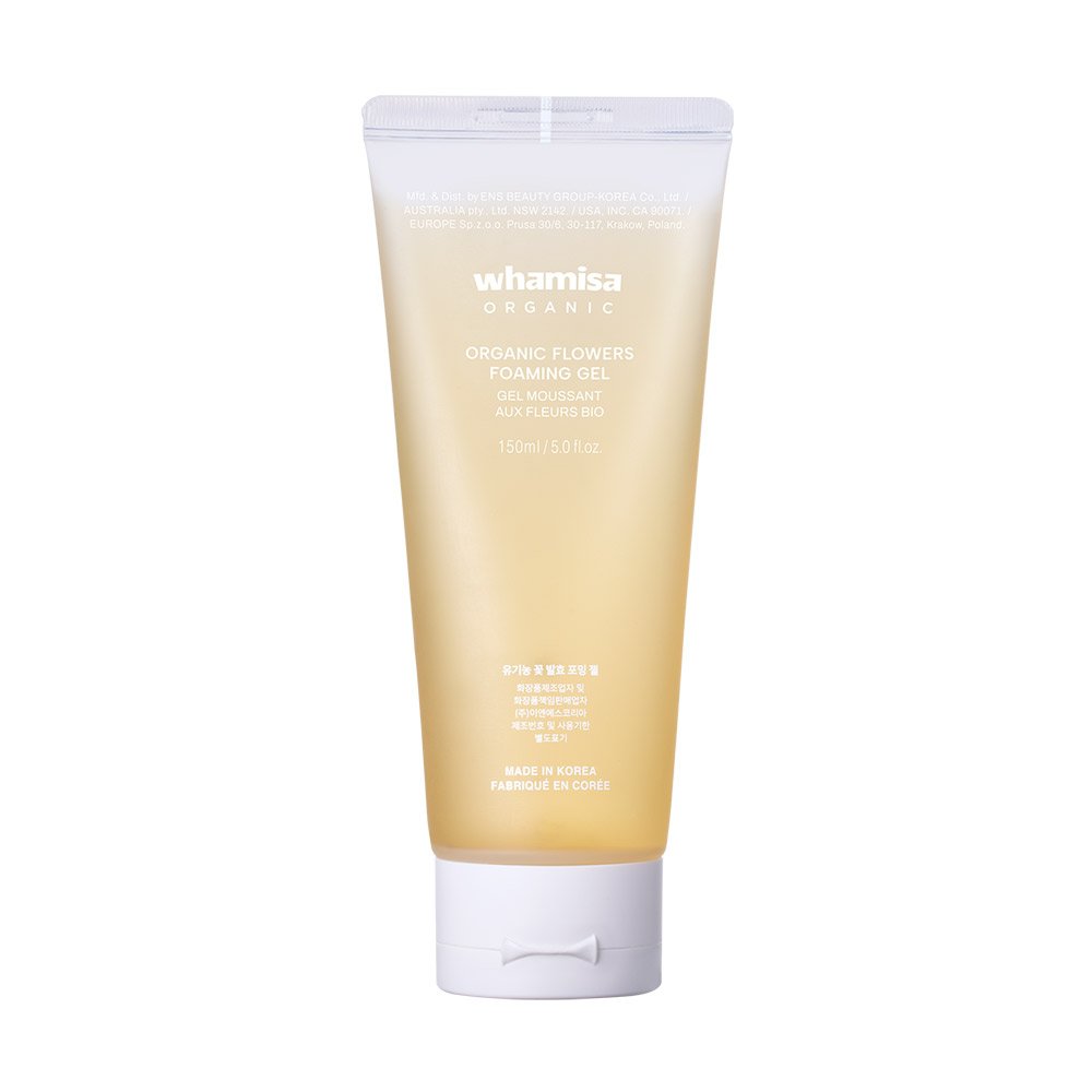 Whamisa Organic Flowers Foaming Gel cleansing foam tube, beige gradient, 150ml on Tampa Home & Garden Store