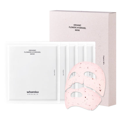 whamisa Organic Flowers Hydrogel Mask 5ea facial mask set, pink speckled hydrogel sheets on Tampa Home & Garden Store