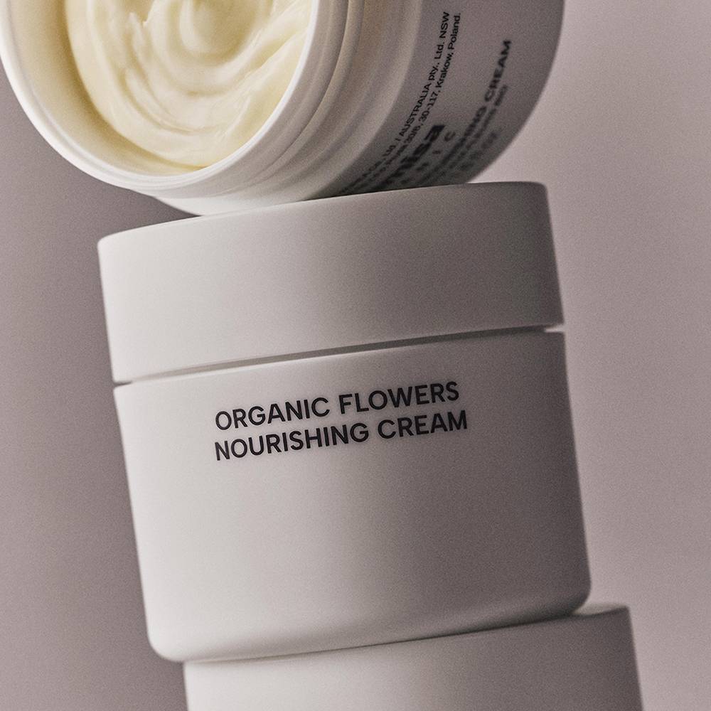 Organic Flowers Nourishing Cream 50ml white jar face moisturizer on Tampa Home & Garden Store