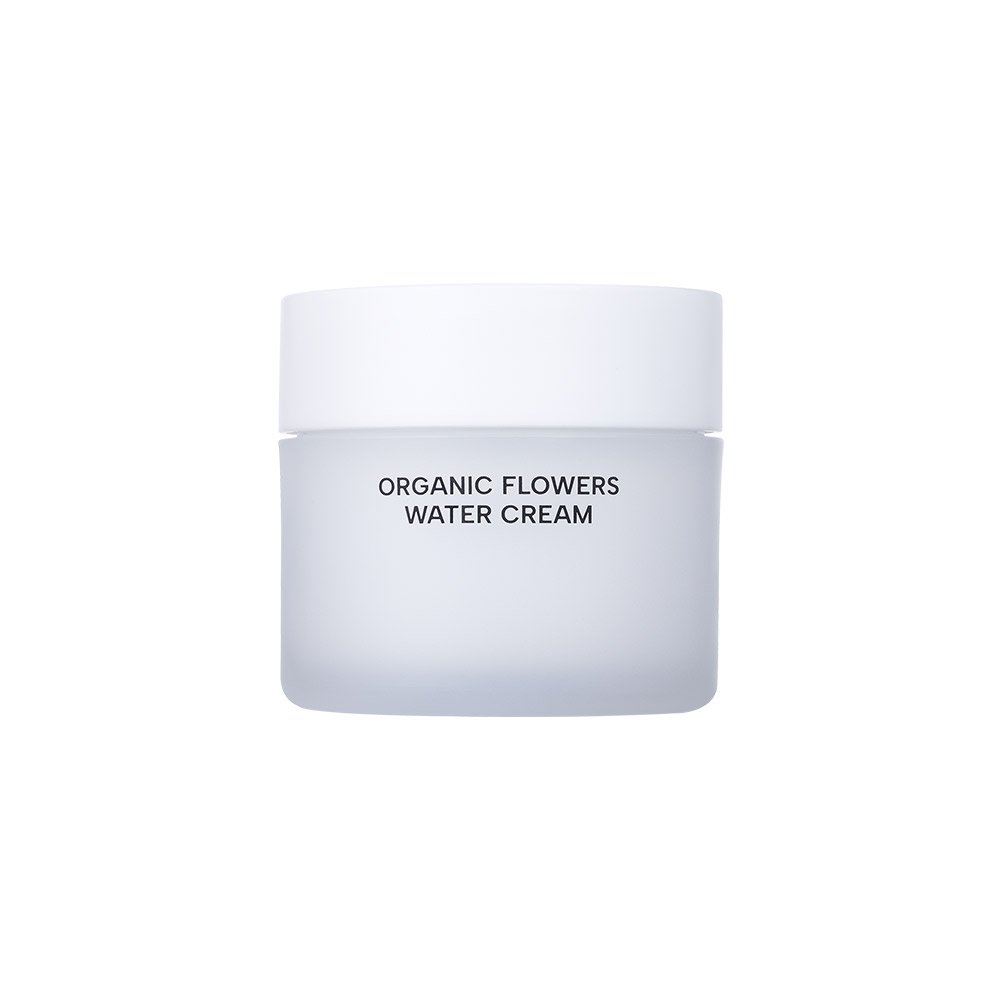 Whamisa Organic Flowers Water Cream jar, frosted container with cap, Seoulia 50ml moisturizer on Tampa Home & Garden Store
