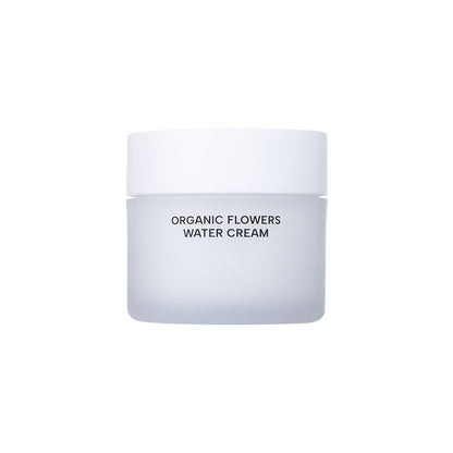Whamisa Organic Flowers Water Cream jar, frosted container with cap, Seoulia 50ml moisturizer on Tampa Home & Garden Store