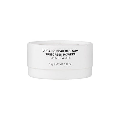 Seoulia Organic Pear Blossom Sunscreen Powder compact SPF50+ PA++++ in white jar, 5.5g on Tampa Home & Garden Store