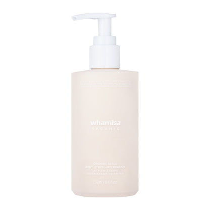 Whamisa Organic Seeds Body Lotion bottle, beige frosted plastic, 250ml on Tampa Home & Garden Store