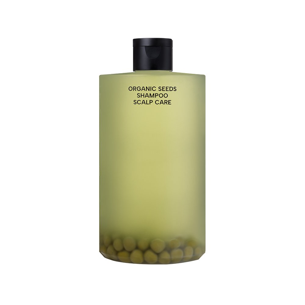 Shampoo Whamisa Organic Seeds Green Peas, Seoulia, green gradient bottle with seed beads on Tampa Home & Garden Store