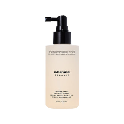whamisa Organic Seeds Hair Scalp Tonic beige bottle with pump, 165 ml on Tampa Home & Garden Store