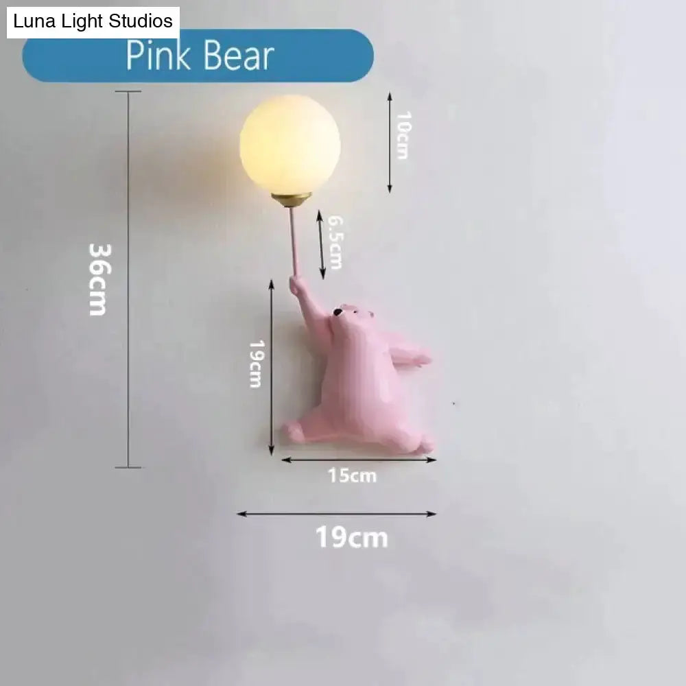 Pink Polka Dot Fairy Girl Wall Lamp for Bedroom