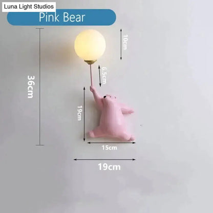 Pink Polka Dot Fairy Girl Wall Lamp for Bedroom