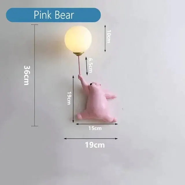Pink Polka Dot Fairy Girl Wall Lamp for Bedroom