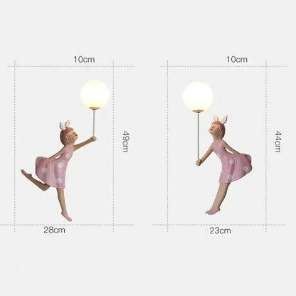 Pink Polka Dot Fairy Girl Wall Lamp for Bedroom