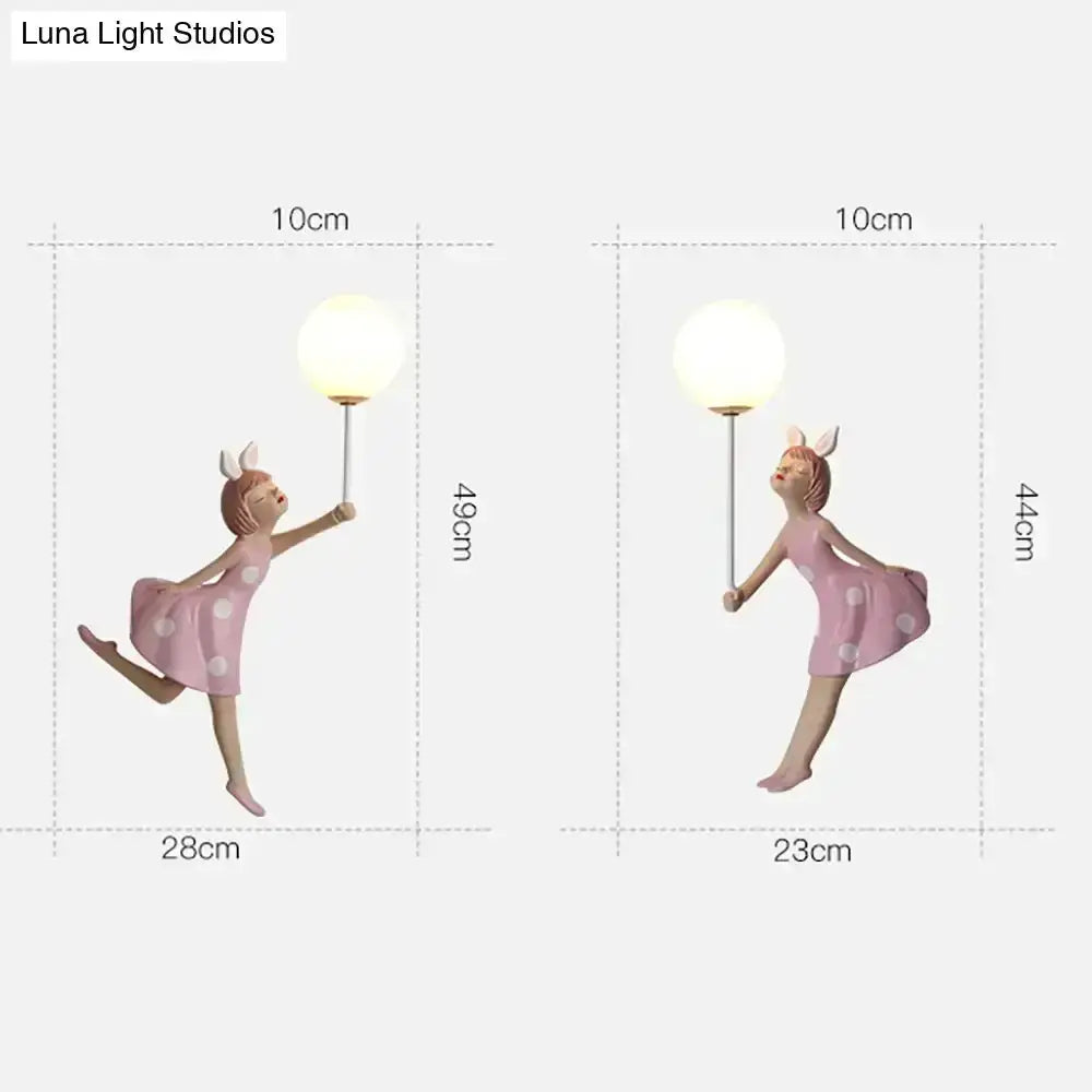 Pink Polka Dot Fairy Girl Wall Lamp for Bedroom