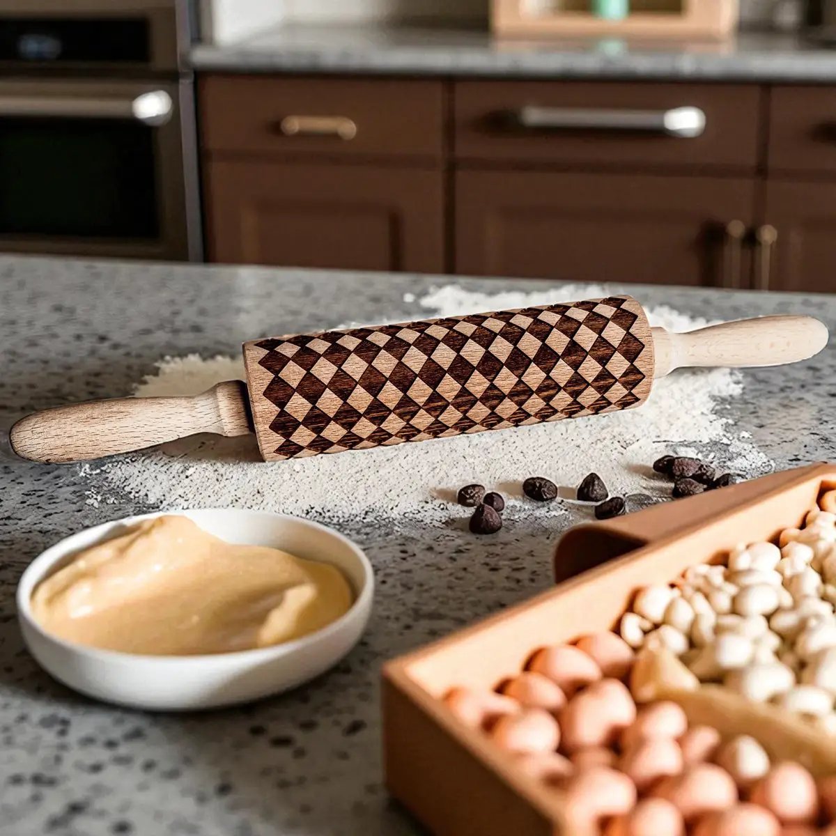 Courtly Checkered Rolling Pins and Diamond Style