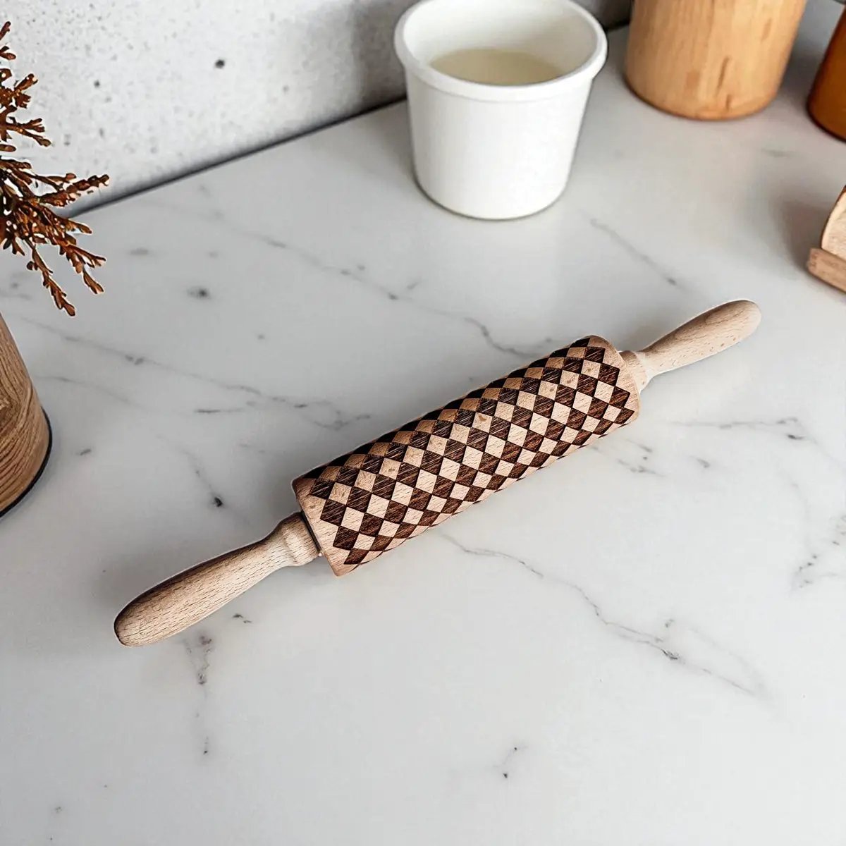 Courtly Checkered Rolling Pins and Diamond Style