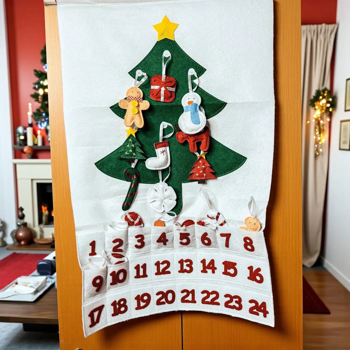 Felt Christmas Advent Calendar With Ornaments