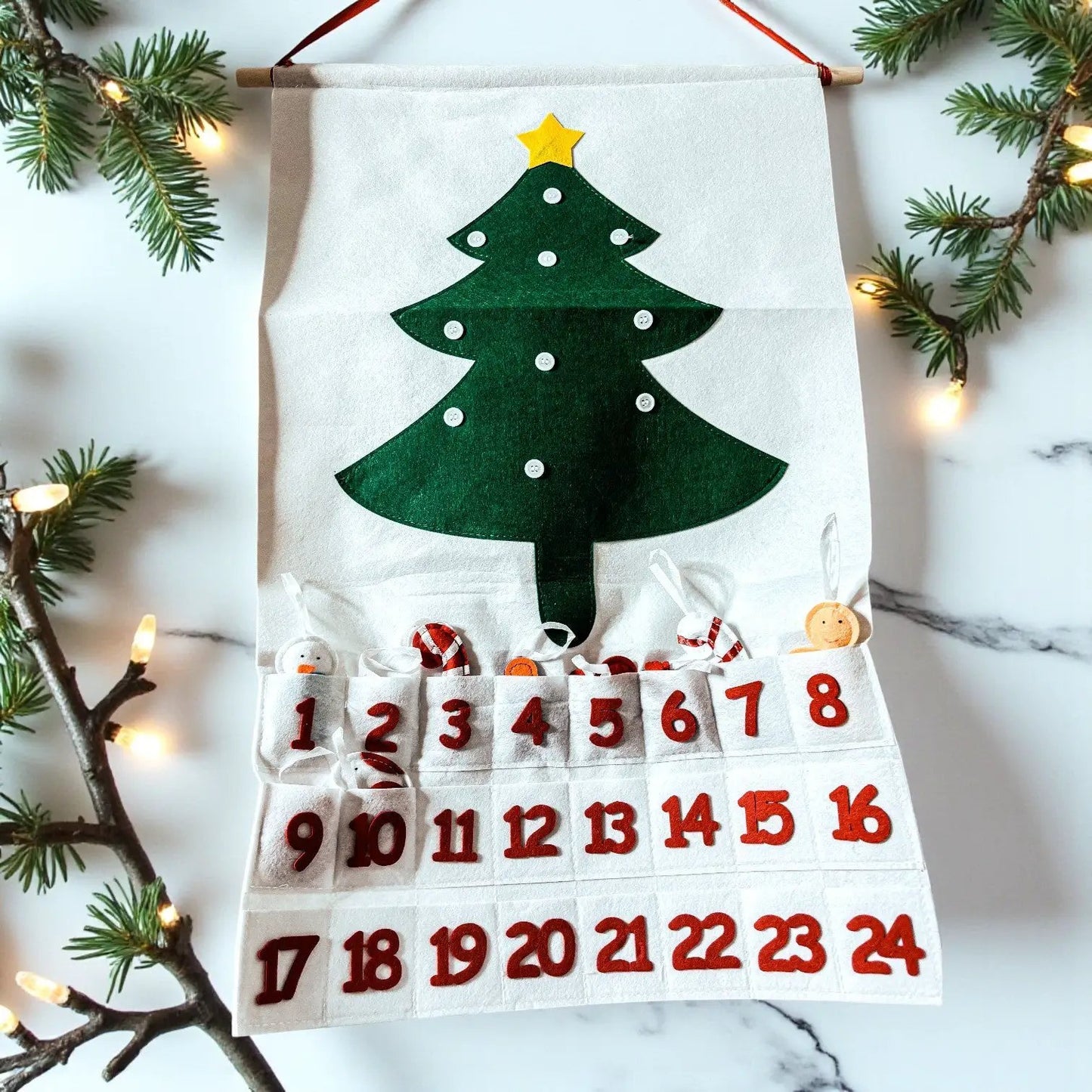 Felt Christmas Advent Calendar With Ornaments