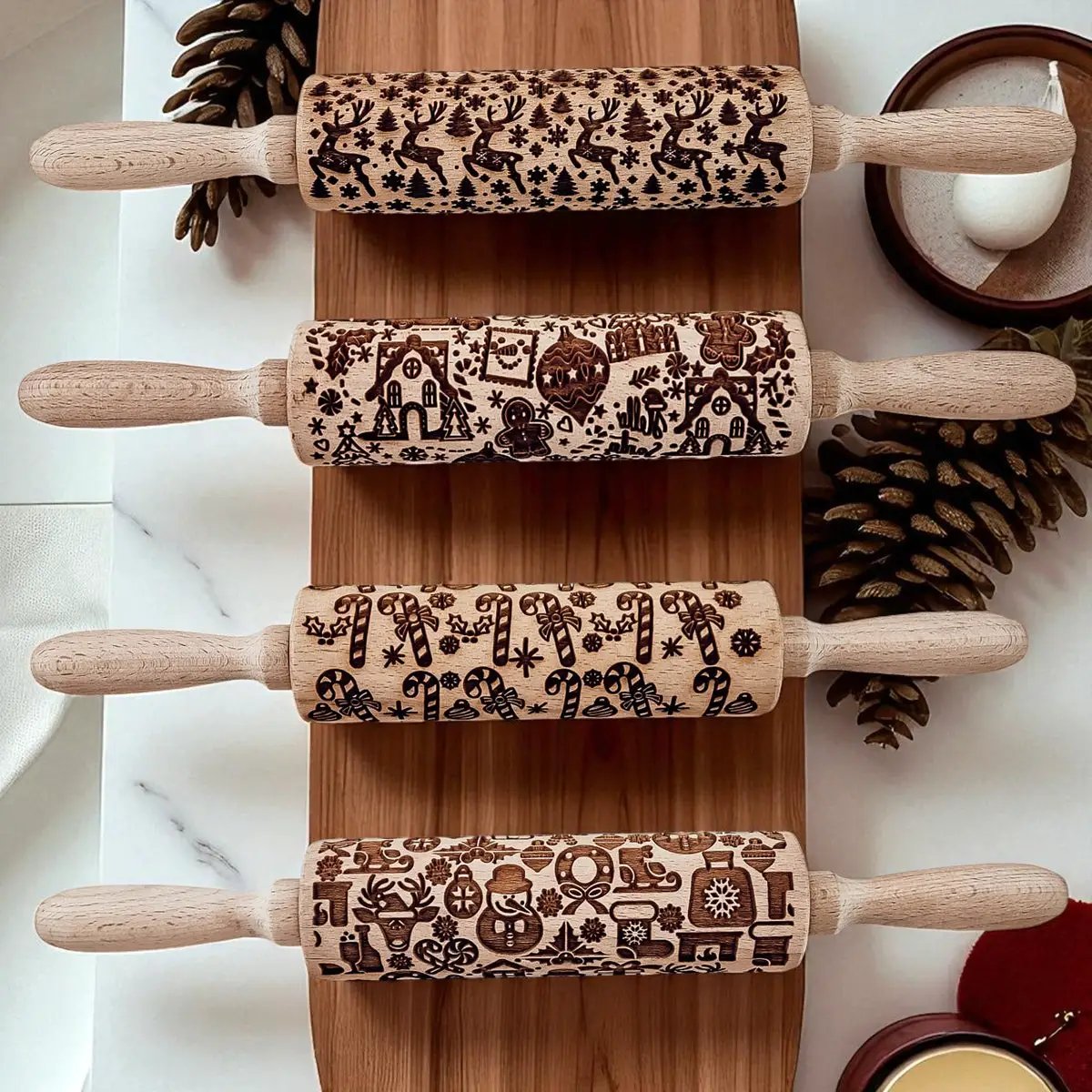 Christmas Rolling Pin Set In 10 Styles Varieties