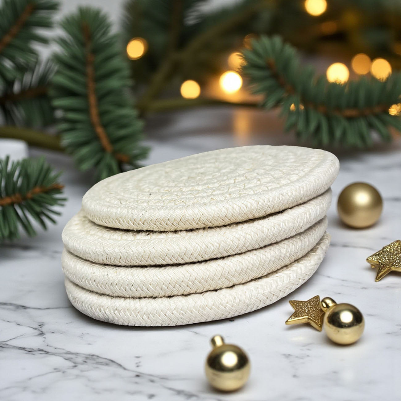 Fall Fabric Coasters Gia Roma beige woven round coasters set of 3 on Tampa Home & Garden Store