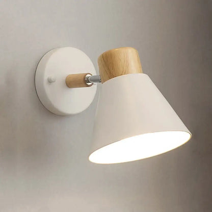 Wall sconce white conical shade with wood mount by Decorbites on Tampa Home & Garden Store