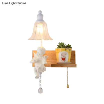 White angel ceramic bell shade wall sconce with crystal pendant, Decorbites on Tampa Home & Garden Store