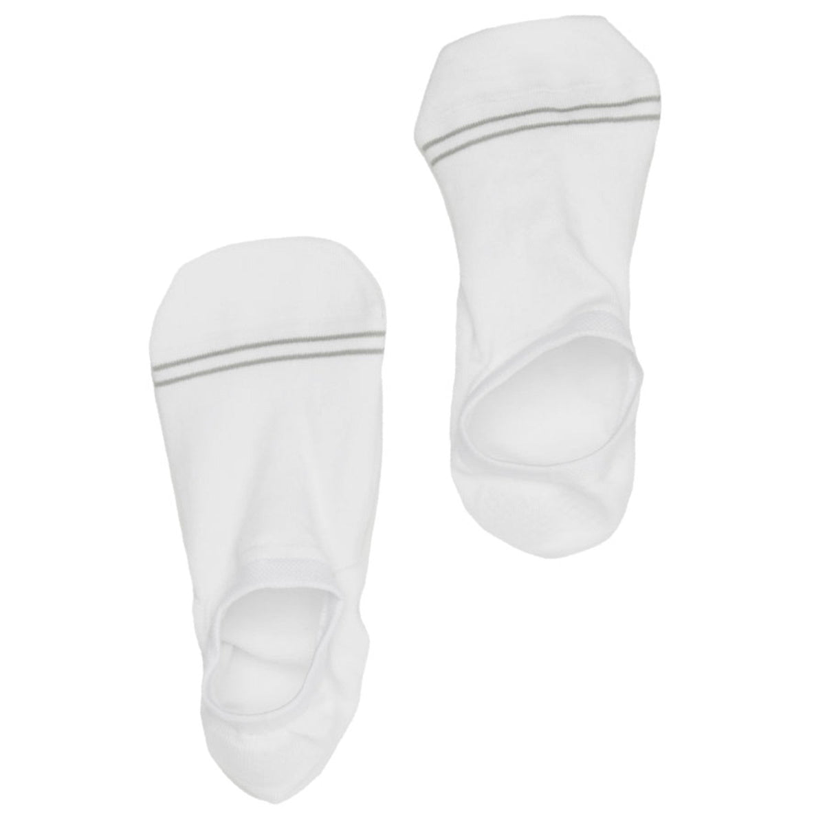 White cotton no-show socks by DeadSoxy, 3 pairs, footie socks with gray striped cuff on Tampa Home & Garden Store