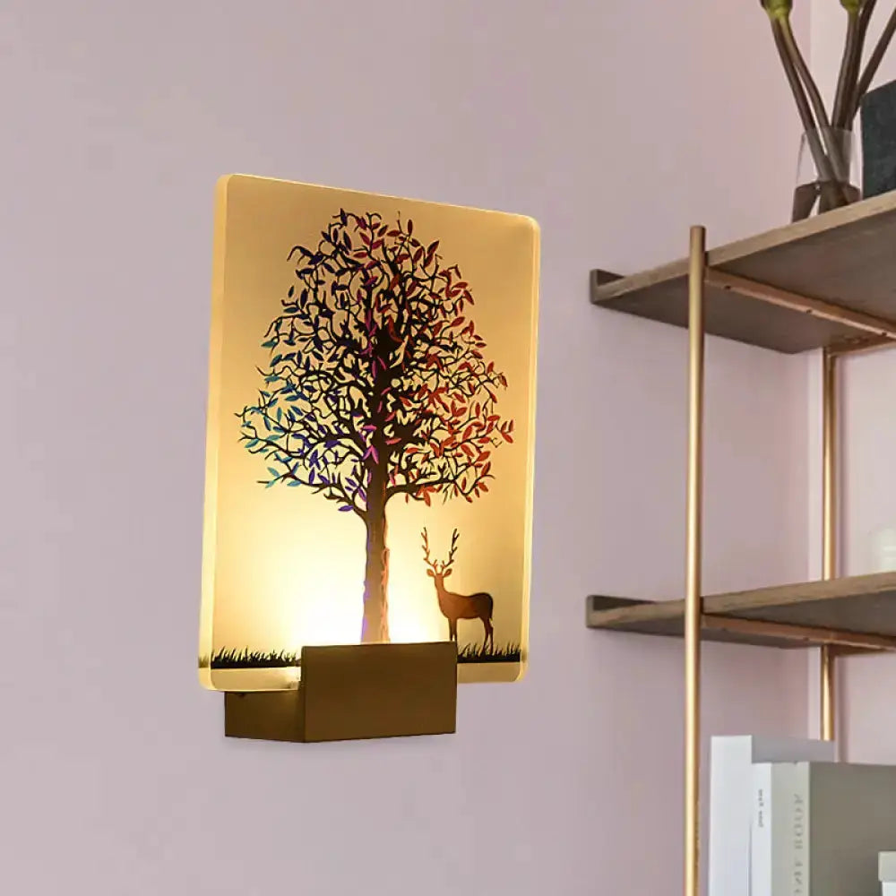 White Elk Tree Led Wall Sconce For Living Room