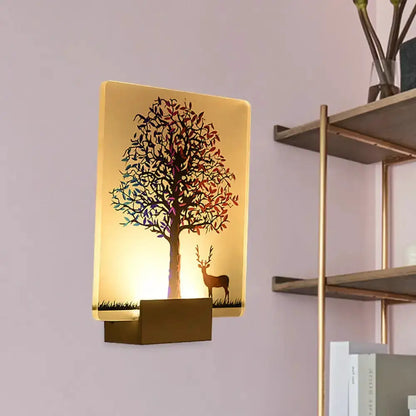 White Elk Tree Led Wall Sconce For Living Room