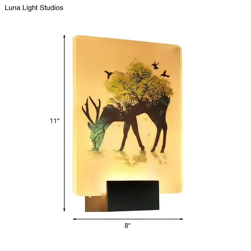 White Elk Tree Led Wall Sconce For Living Room