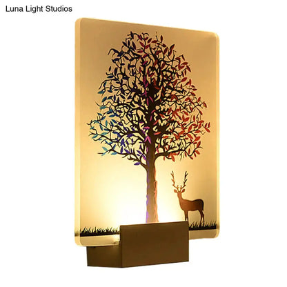 White Elk Tree Led Wall Sconce For Living Room
