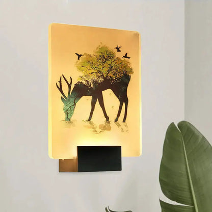 White Elk Tree Led Wall Sconce For Living Room