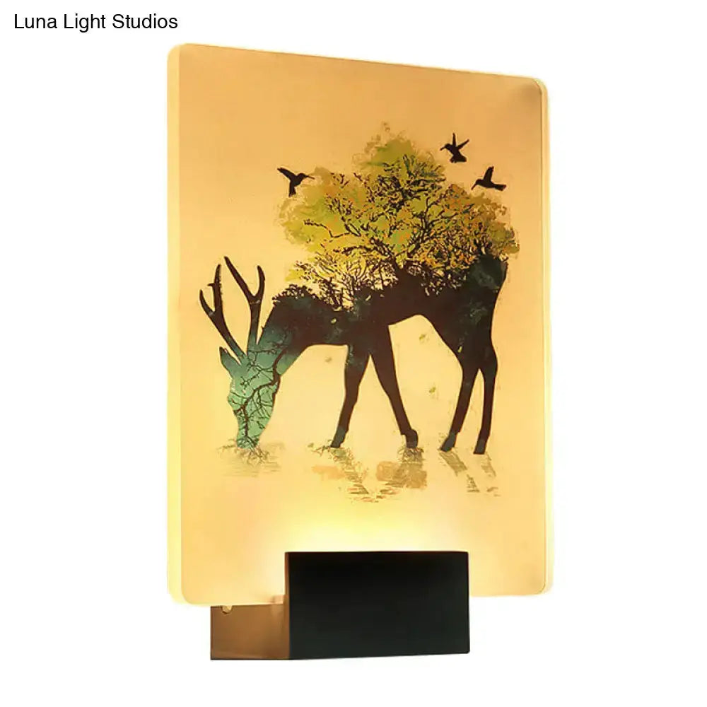 White Elk Tree Led Wall Sconce For Living Room