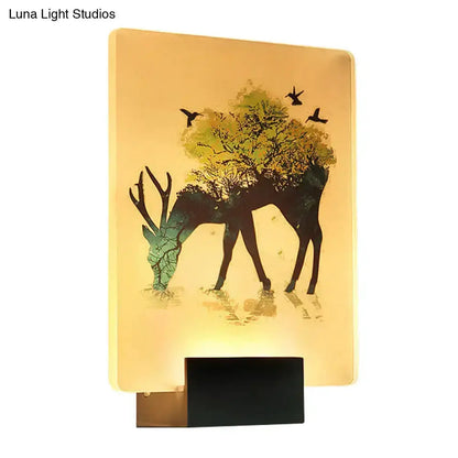 White Elk Tree Led Wall Sconce For Living Room