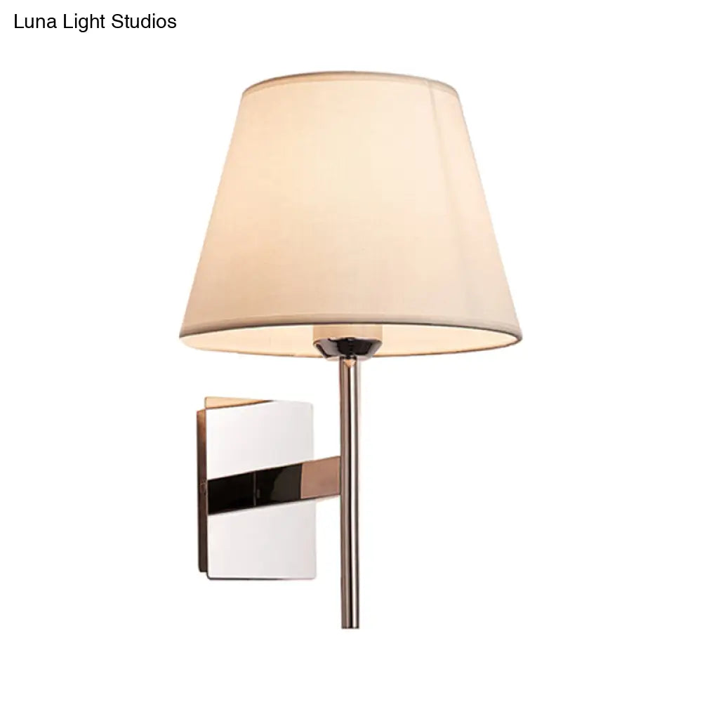 White Fabric LED Cone Wall Sconce - Contemporary Bedroom Lighting