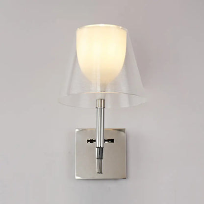 Aplique de pared con forma acampanada de cristal blanco para salones contemporáneos