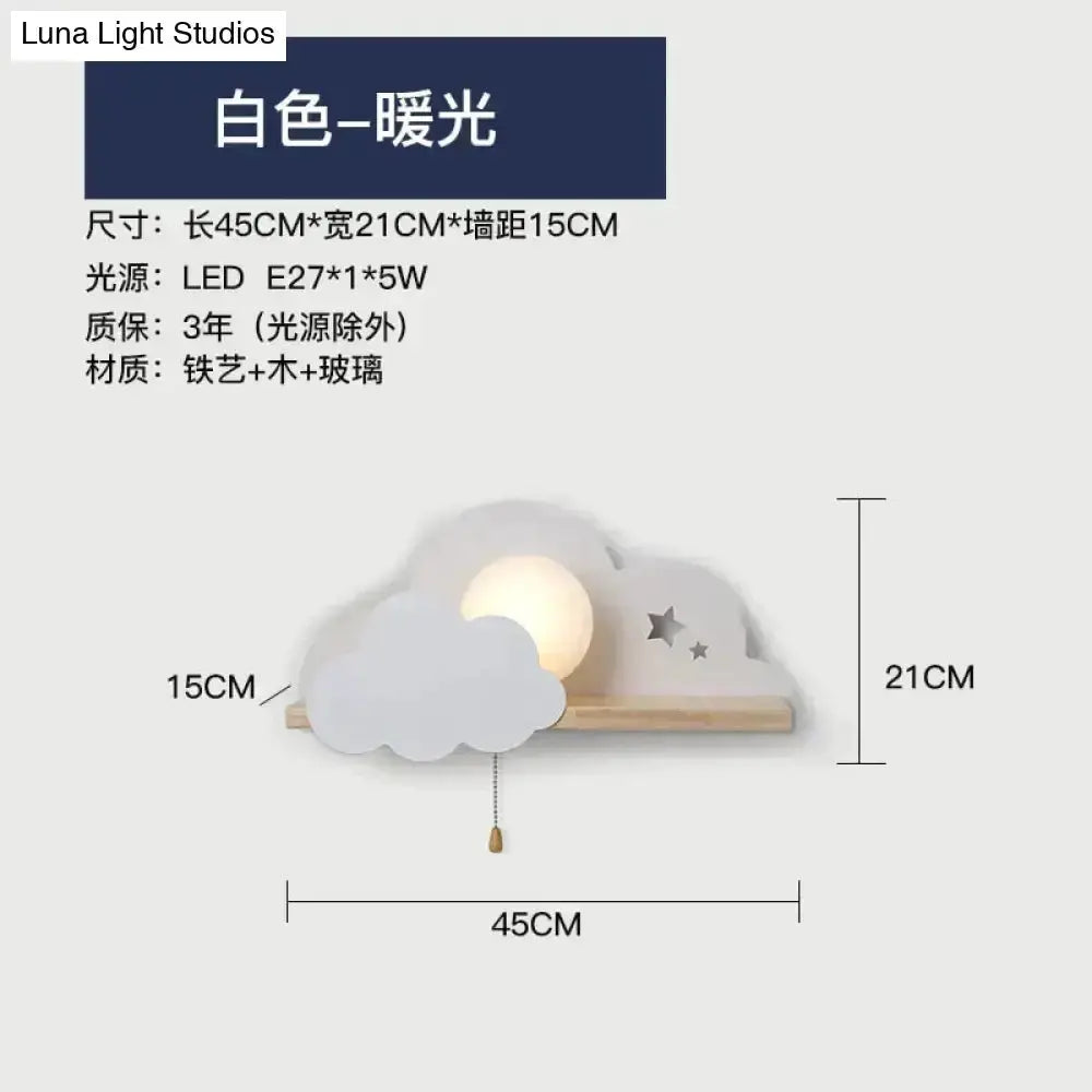 White Macaron Led Cloud Wall Lamps for Kids